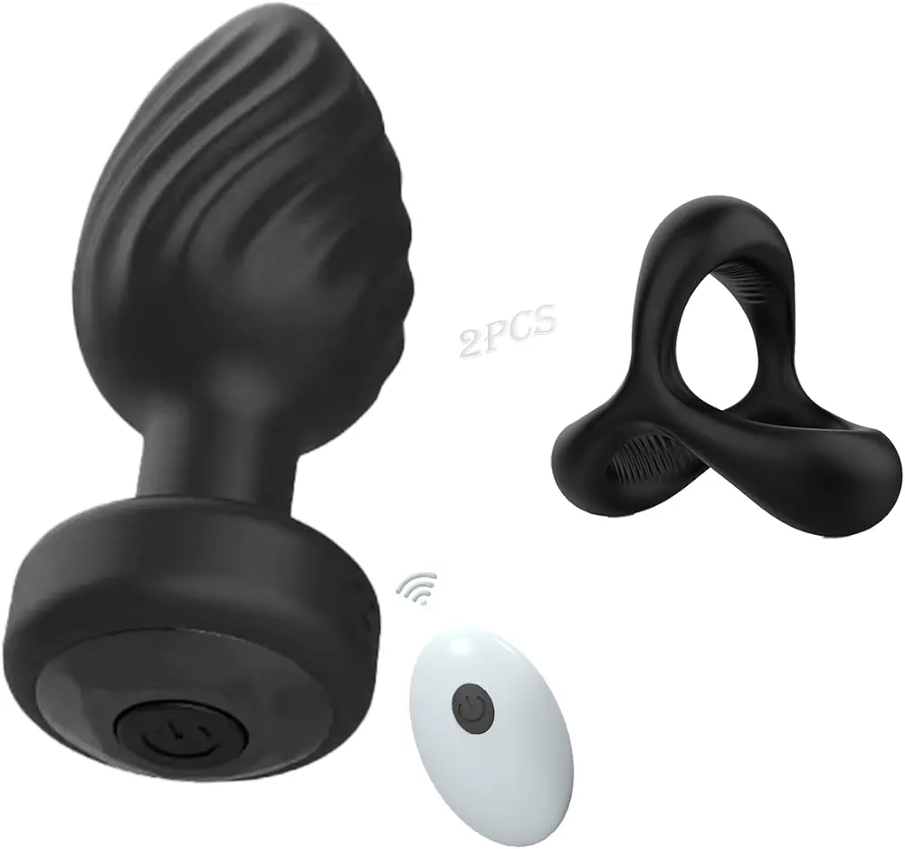 Anal Plug Sex Toys Vibrator & Cock Ring for Men - with Remote 10 Mode Vibrations, Adult Toy Butt Plug for Female Male Prostate Massage and Penis Rings for Couples Adult Sex Toys & Games