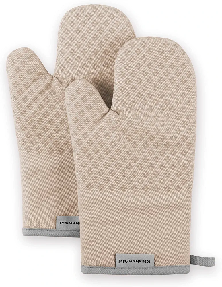 KitchenAid Asteroid Oven Mitt Set, 7"x12.5", Milkshake Tan, 2 Piece