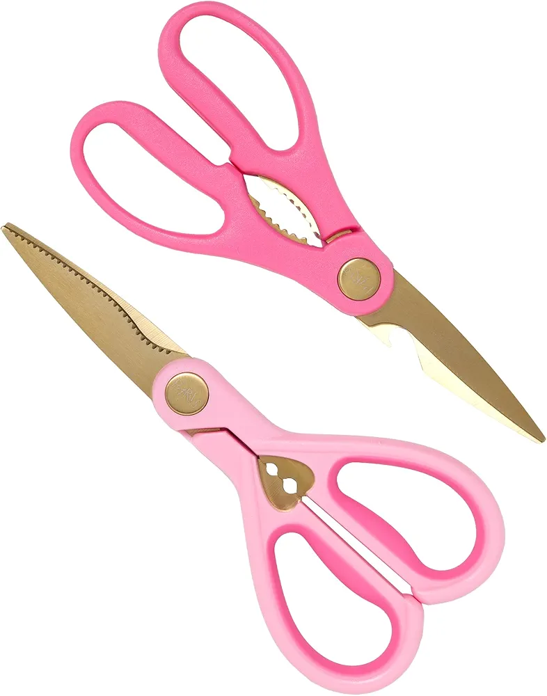 Paris Hilton All Purpose Kitchen Shears, Premium Stainless Steel Blades with Ergonomic Soft Grip Handles, 2-Piece Set, Pink