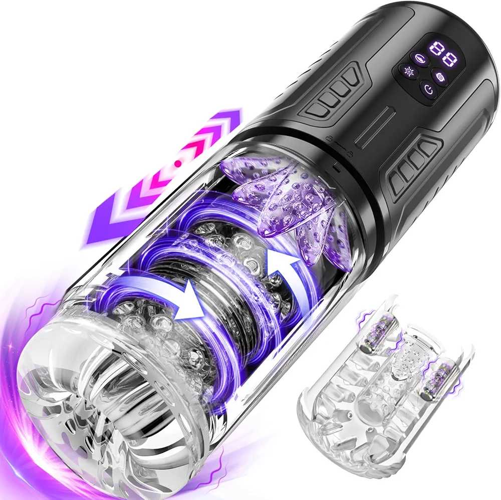 Male Masturbator Sex Toys for Men - EINSEO Male Sex Toy Penis Pump with 7 Licking Vibrating Rotating Thrusting Mode, Hands Free Masturbators LCD Display Male Stroker Vibrator Adult Sex Toys & Games