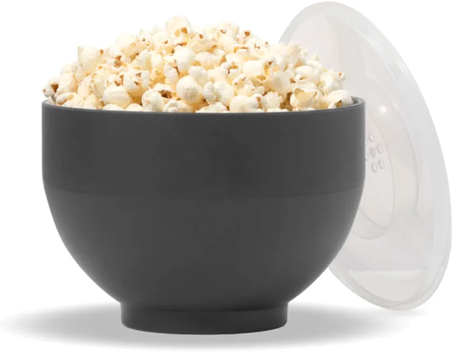 W&P Microwave Silicone Personal Popcorn Popper Maker | Charcoal | Collapsible Bowl w/Built In Measuring Cup, BPA Free, Eco-Friendly, Waste Free, 4 Cups of Popped Popcorn