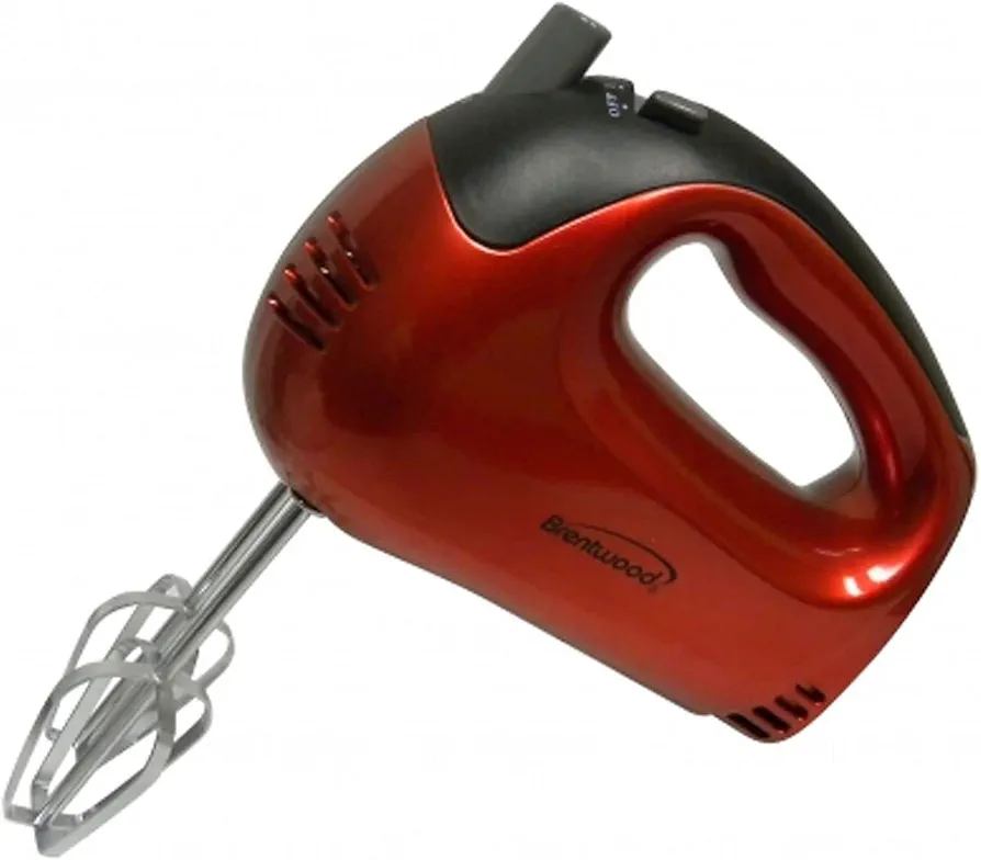 Brentwood Electric Hand Mixer Lightweight 5-Speed, Red