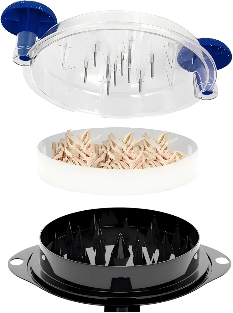 Chicken Shredder Tool Twist Meat Shredder Chicken Breast Shredder Tool Large, Meat Shredder Grinder Meat Masher for Chicken Ground Beef Pork with Steel Spikes Hanging Holes (Blue&Black)