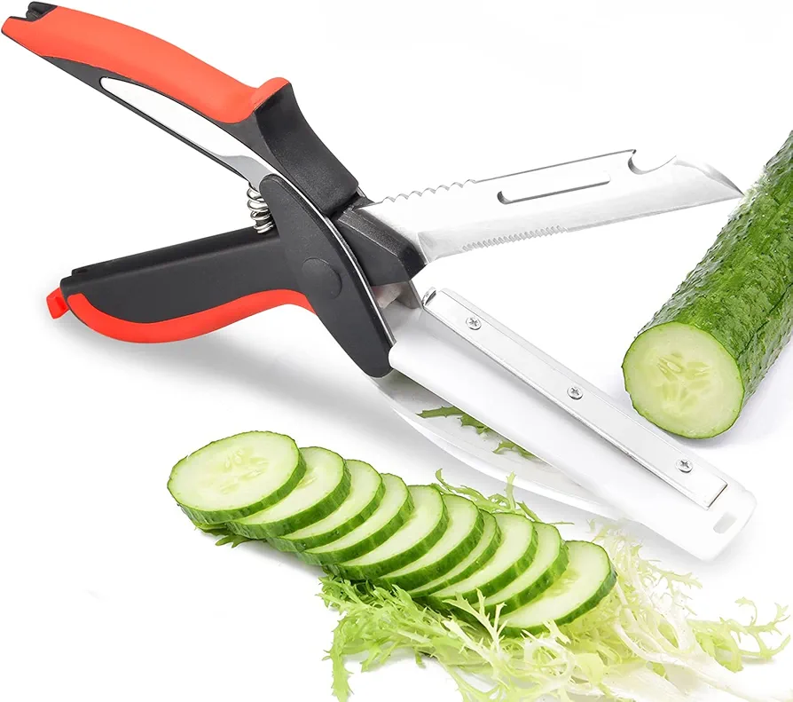 Vegetable Scissors,Food Cutter Choppers Meat Scissors Kitchen Shears,Quick Vegetable Slicer with Cutting Board Knife Kitchen Must Haves Chopping Scissors for Kitchen