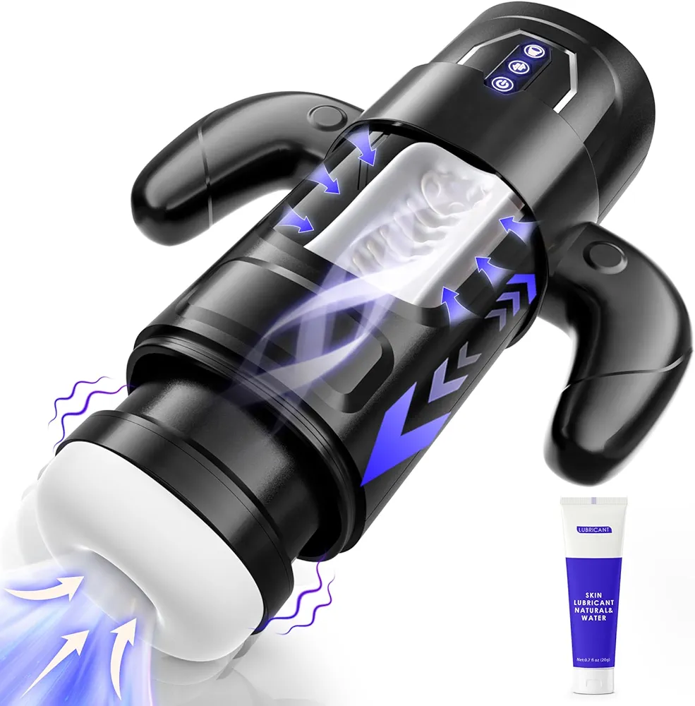 Cafatop Male Masturbator Sex Toys- Electric Men Sex Toys with 6 Thrusting & 3 Suction, Automatic Sucking Male Masturbation Cup with Handle, Penis Pump Pocket Pussy Male Stroker Vibrator for Adult Men