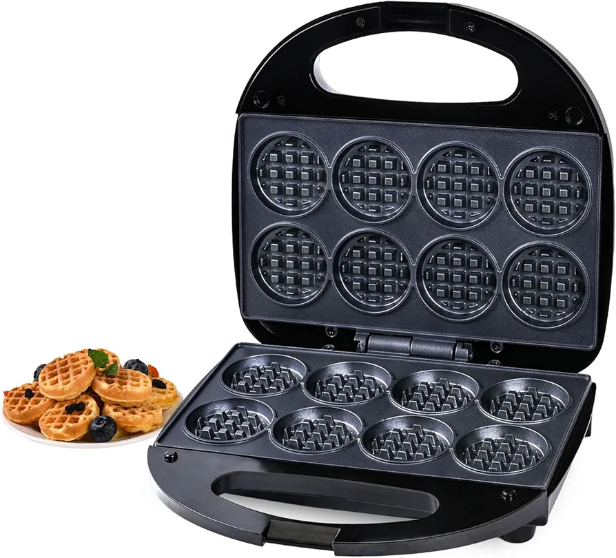 Waffle Maker, Mini Waffle Maker Machine Nonstick Small Waffle Maker with Quick Heat-Up Make 8 pcs Waffles,Waffle Maker for Kids, Suitable for Good Breakfast Snack Dessert