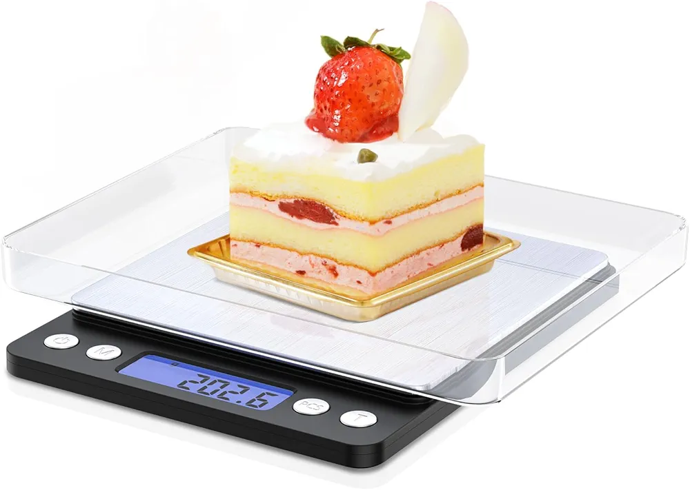 Food Kitchen Scale, Used to Measure Food Ounces and Grams, 0.001oz/0.1g High-Accuracy Digital Scale,Baking, Jewelry,Powder, Coffee Cooking, with 2 Trays and LCD Display