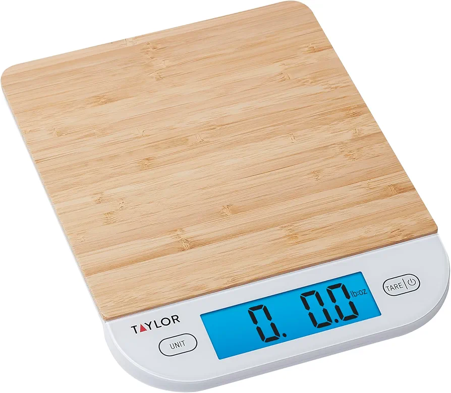 Taylor Digital Eco-Friendly Bamboo Kitchen Food Scale, 15 Pound Capacity, Natural