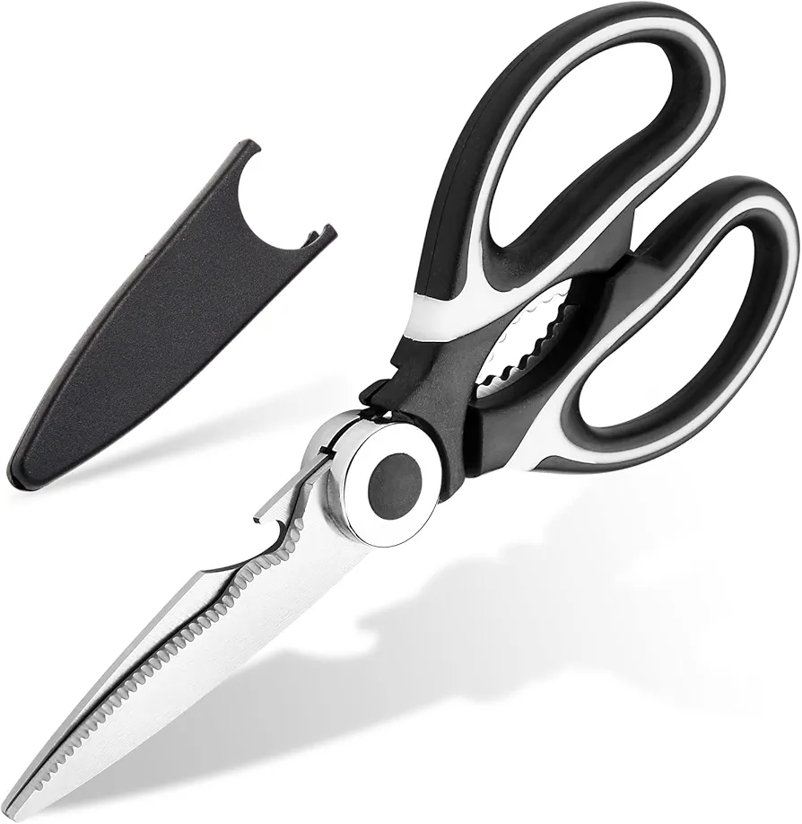 Kitchen Shears with Cover, Sharp Stainless Steel Multi-function Kitchen Scissors Kitchen Gadgets Utility Scissors for meat, seafood, chicken, nuts, flowers