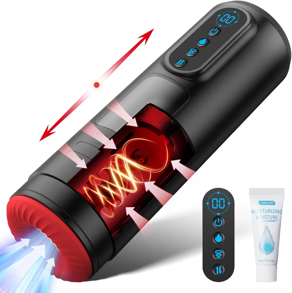 Automatic Male Masturbator - Adult Male Sex Toys for Men Penis Pump with 9 Sucking & Thrusting & Vibrating Modes, Heating Male Stroker Blowiob Sex Machine Sex Toy for Men, LCD Display Pocket Pussy