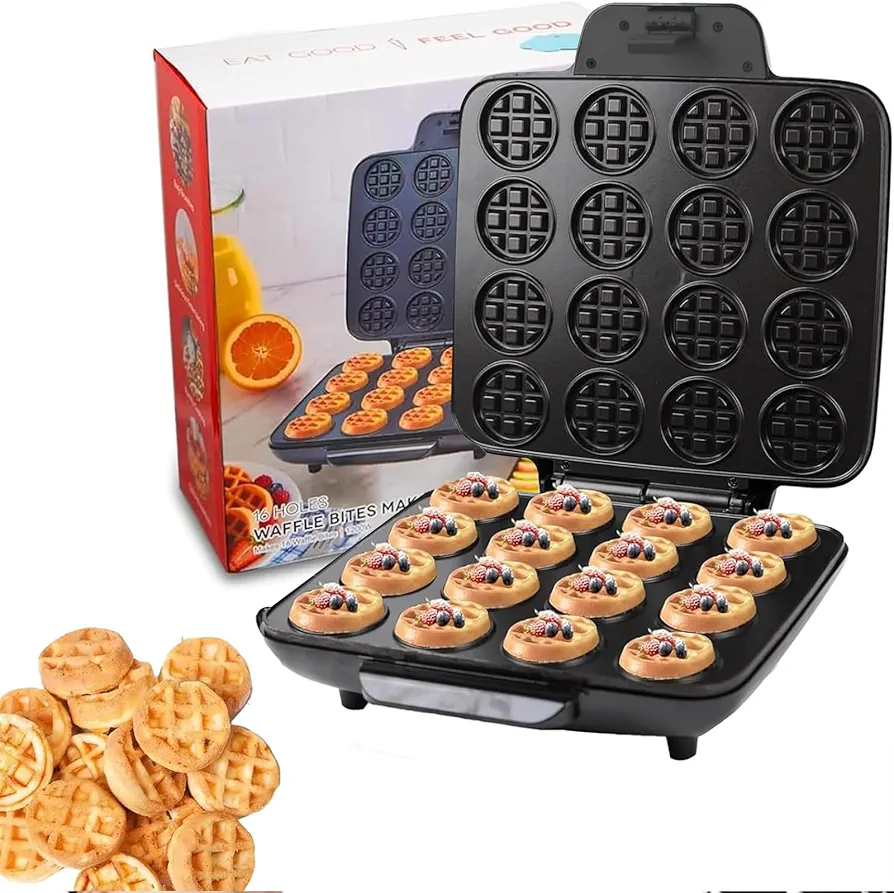 Mini Belgian Waffle Maker,Mini Waffle Iron 16 Grids Belgian Waffle Iron Nonstick Surface Excellent Choice For Breakfast Brunch Parties And Events