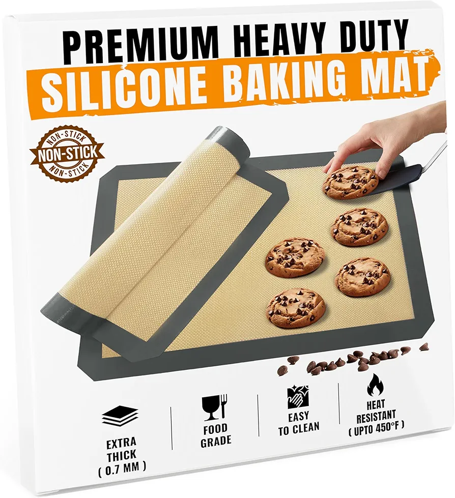 Silicone Baking Mat - 2 Pack Reusable Silicone Baking Sheet Liner for Oven - Nonstick Silicone Mat for Baking Half Sheet 16.5"x11.6" - Bread, Macaron, Cookie Cooking mat