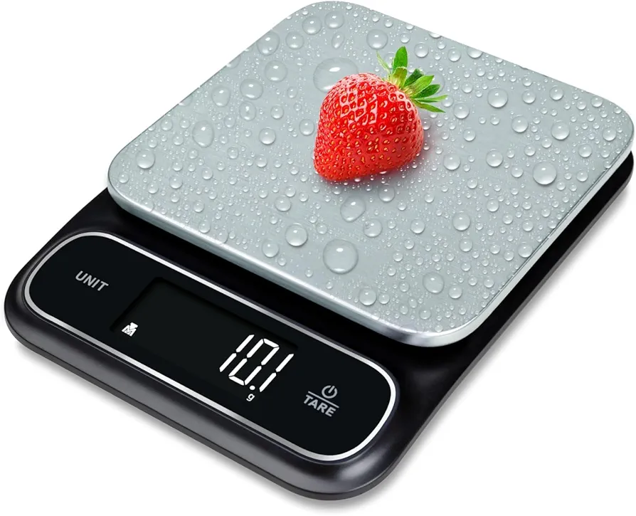 Fradel 0.1g Digital Kitchen Food Scale - Precision Food Scale for Cooking, Baking, Weight Loss - in Grams & Ounces - A Kitchen Must Have - Stainless Steel Plate, Waterproof, 11lb Capacity - Square