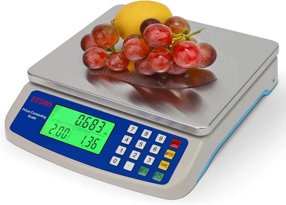 Large Digital Kitchen Scale 30KG Commercial Food Scale 66LB for Baking Bread Meat Stainless Steel Price Computing Scale LCD Display,Prep Counting Scale for Parts and Coins Adapter Included