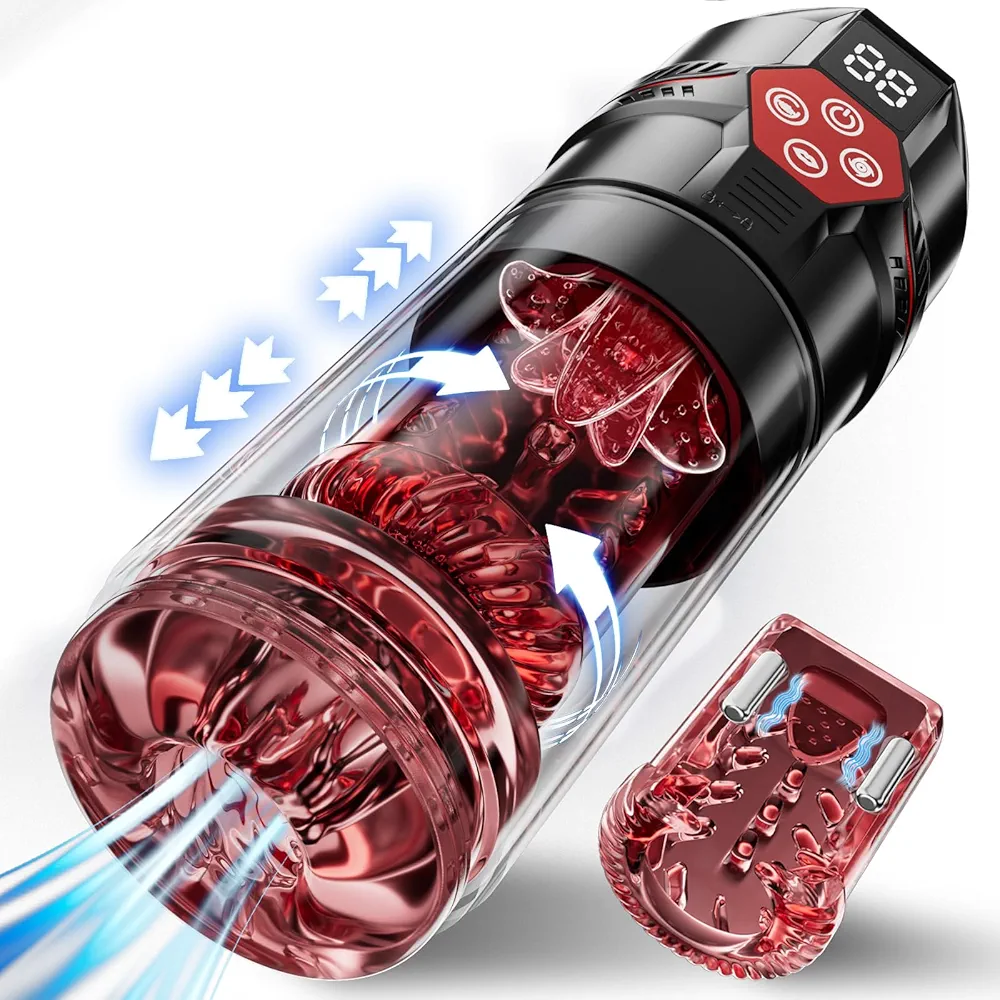 Male Masturbator Penis Pump - Male Sex Toys for Men with Upgrade 12 S Vacuum Pump & 7 Thrusting Rotating Vibrating Sucking Licking LCD Adult Toys Mens Sex Toys Pumps & Enlargers