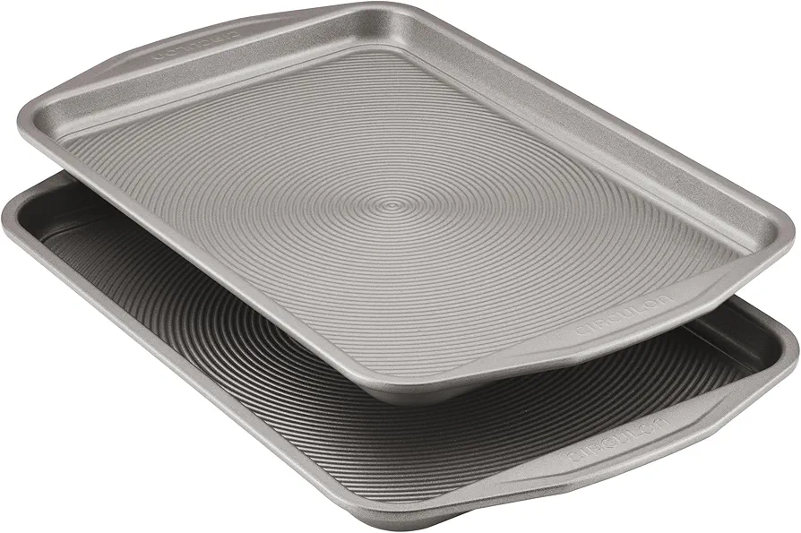 Circulon Total Bakeware Set Nonstick Cookie Baking Sheets, 2 Piece, Gray