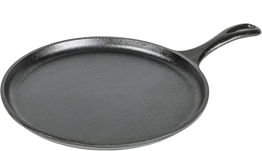 Lodge L9OG3 Cast Iron Round Griddle, Pre-Seasoned, 10.5-inch