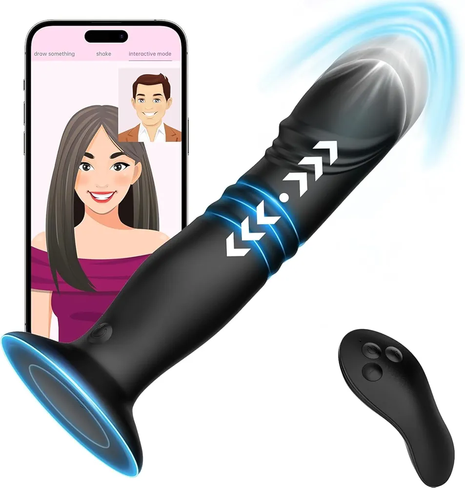 Thrusting Butt Plug Anal Sex Toys, 3 in 1 Bluetooth APP Remote Control Thrusting Vibrating Anal Plug, Prostate Massager Anal Vibrator Dildo Vibrator for Men Women Couple Pleasure