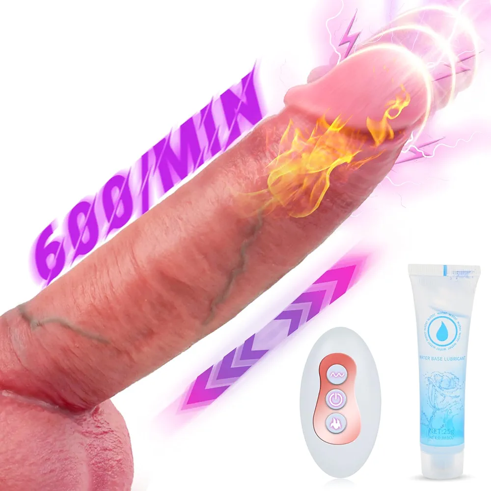 Thrusting Dildo Vibrator Sex Toys - 8.5" Ultra Fast Realitic Thrusting Vibrator, Remote Control G-spot Anal Plug with 3 Vibrating & 6 Thrusting & Heating Modes, Adult Sex Toy & Games for Men Women