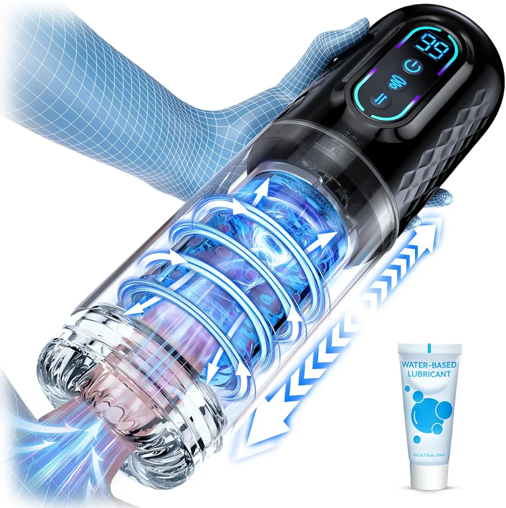 Automatic Male Masturbator Adult Sex Toy for Men - Upgraded Male Sex Toys with 9 Sucking & Thrusting & Rotating Modes, 3D Textured Penis Pump Adult Toys Sex Toy Machine, Blowjob Pocket Pussy Stroker