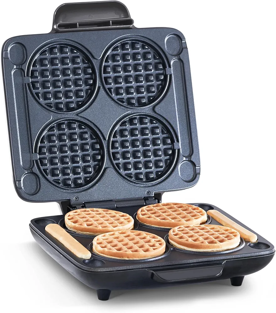 DASH Multi Mini Waffle Maker - Four 4” Waffle Molds, Nonstick Waffle Iron with Quick Heat-Up, Nonstick Surface - Perfect Mini Waffle Maker for Kids and Families, Just Add Batter