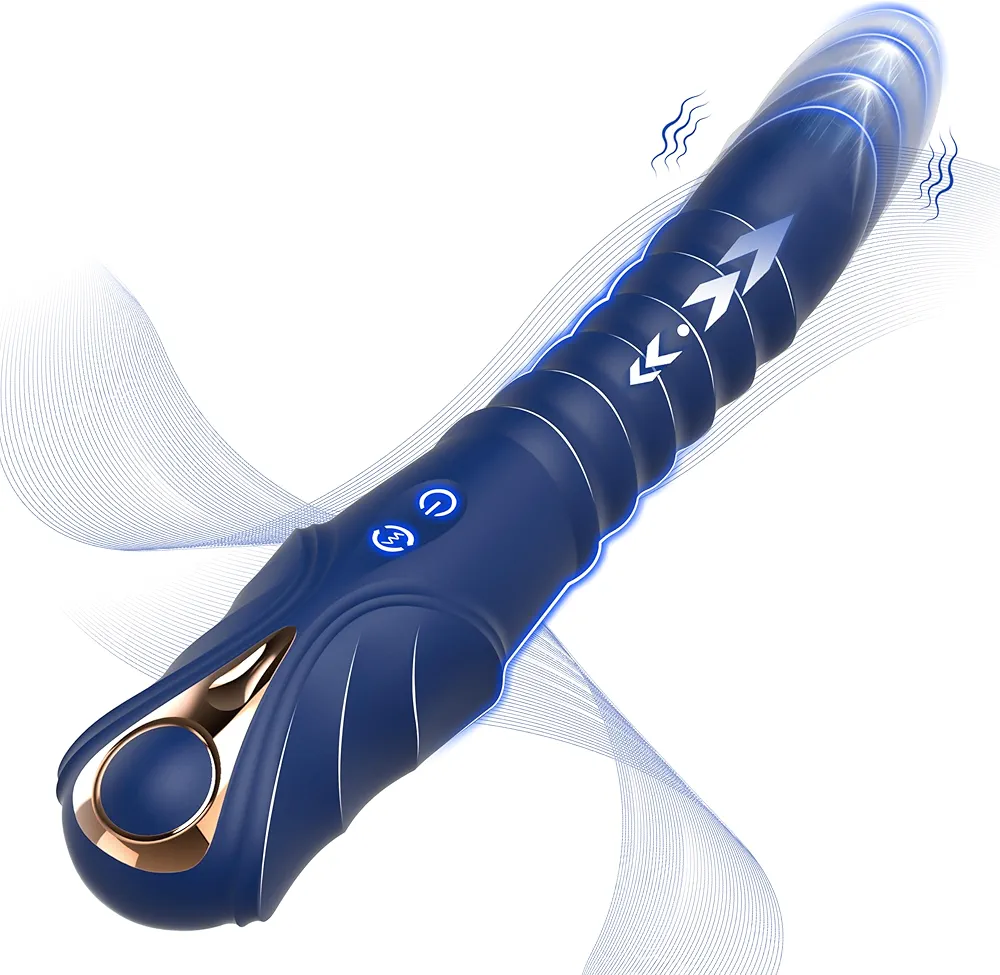 Thrusting Vibrator G Spot Vibrator Anal Dildo, Female Vibrator for G Spot Prostate Stimulation, Discreet Vibrator with 10 Vibrating and 3 Thrusting Modes, Silicone Wand Sex Toys for Women Men Couple