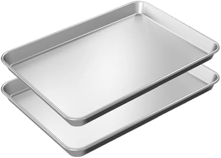 Baking Sheet Pan 2 Pack 9x13 baking sheet in Rust Free cookie sheets for baking, Warp Resistant, Food Grade Aluminum, Versatile, Easy Cleanup - Quarter Sheet Pan Pack Of 2