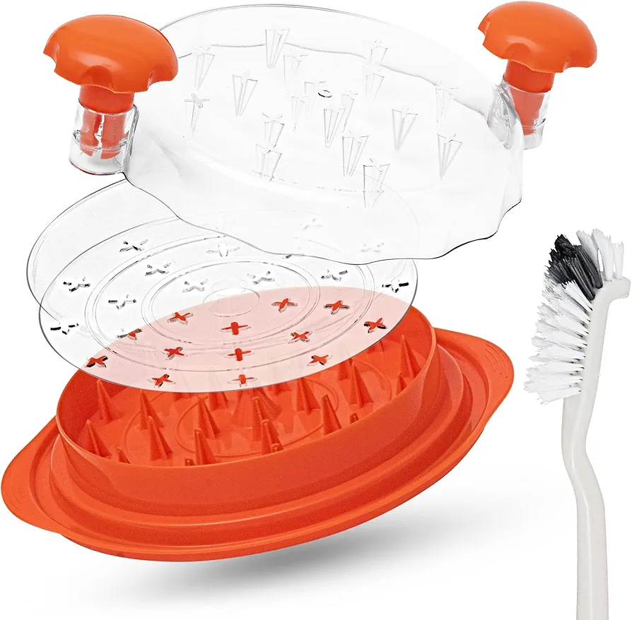 SHRED'N'GO Chicken Shredder, Meat Shredder, Chicken Breast Shredder Tool, Anti-Slip Strips, BPA free, Suitable for Pulled Pork, Beef, Chicken. Orange color.