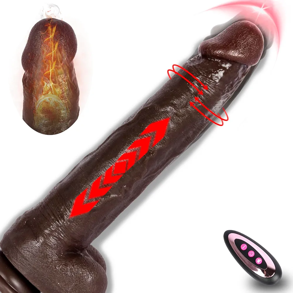 11” Big Black Thrusting Dildo Vibrator - Heated Huge Thick BBC Dildo with Suction Cup, Realistic Vibrating G Spot Anal Dildos with 7 Thrusting 10 Vibrations, Adult Sex Toys & Games for Women Men Gay