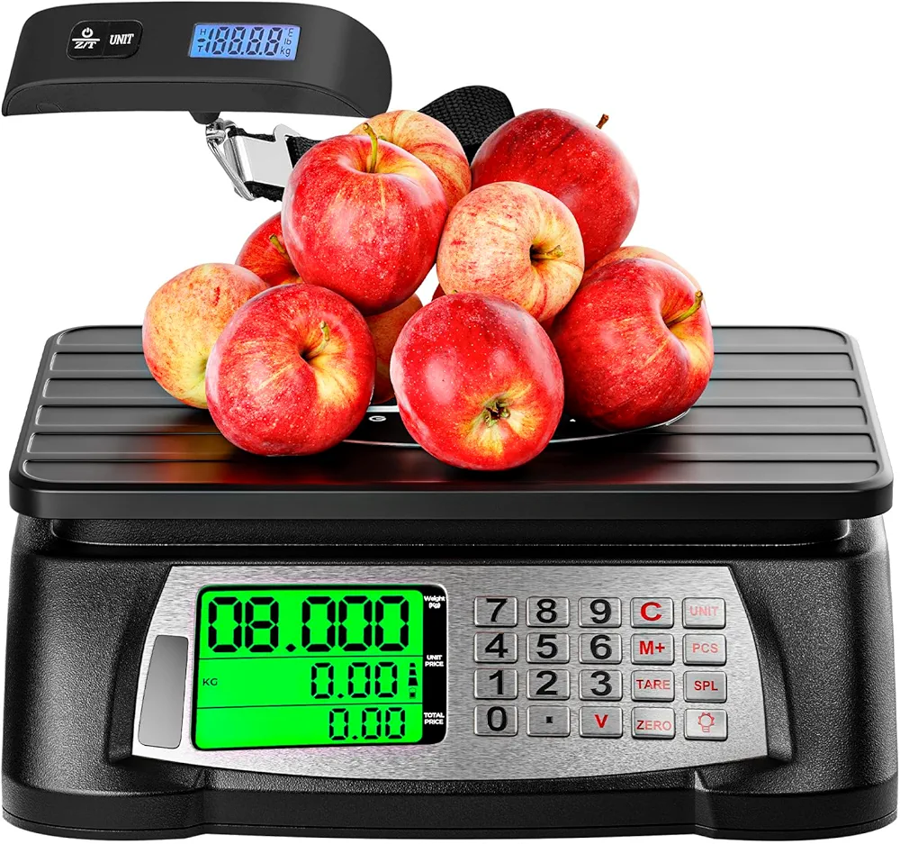 Digital Commercial Scale for Food with Counting Function (66lb/30kg) - Waterproof Price Computing Scale with Dual LCD Display & 0.002lb/1gr Accuracy - Digital Food Scale for Produce Meat, Fruit, etc.