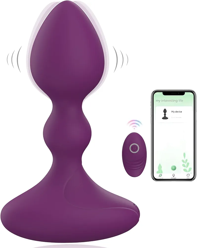 Anal Plug Vibrator Prostate Massager Male Toys Female Masturbator 10 Frequency Vibration Remote Control & APP Suitable for Men, Women and Couples Adult Sex Toys &Games (Purple, Remote Control & APP)