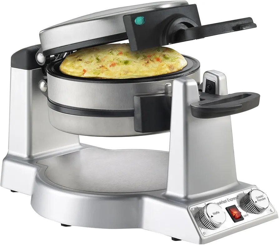 Cuisinart Breakfast Express Flip 1 Side Belgian Waffle & 1 Side Omelet Maker, Stainless Steel WAF-B50