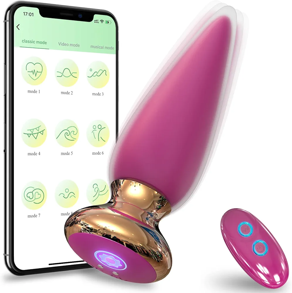 App & Remote Control Anal Butt Vibrator Prostate Massager, 9 Classic Vibrating Modes G-Spot Rechargeable APP Plug Adult Sex Toys for Men Couple