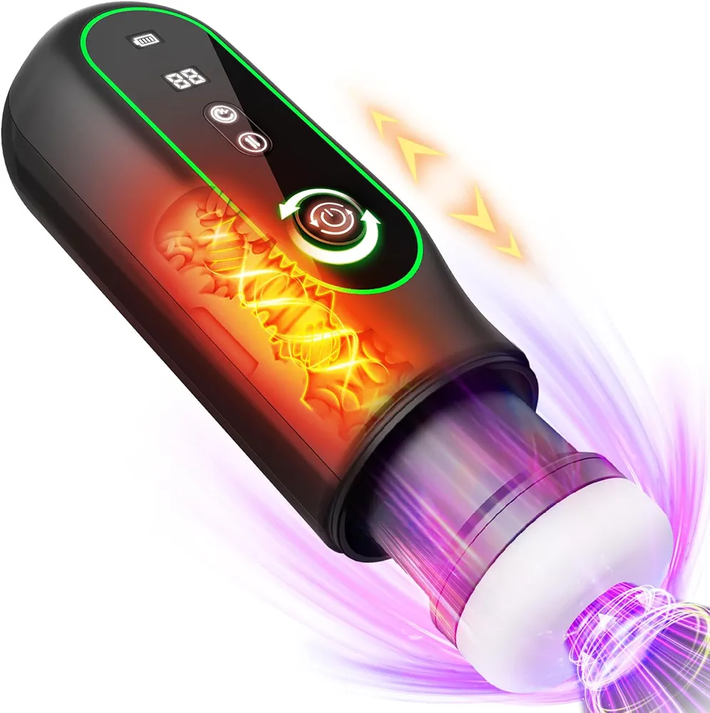 Automatic Male Masturbator Sex Toys for Men, Sucking & High-Speed Thrusting & Vibrating & Heating Masturbation, Electric Pocket Pussy Stroker with LED Display Penis Pump, Adult Toy Sex Blowjob Machine