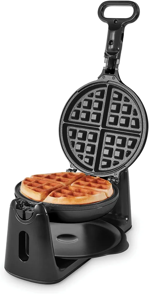 DASH Flip Belgian Waffle Maker – 1” Thick Waffle Mold, Nonstick Waffle Iron with Quick Heat-Up, Surface - Rotating Belgian Waffle Maker for Kids and Families, Just Add Batter (Black)