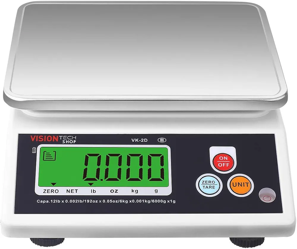 VK-2D 0.1g Premium Food Kitchen Scale, Lb/Oz/Kg/g Switchable, Stainless Steel Plate Food Scale, Large LCD Display with Backlight, 12lb Max Capacity, 0.001lb Readability