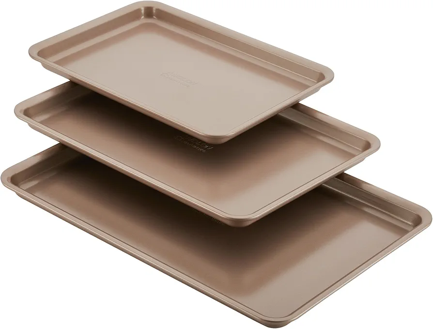 Anolon Gourmet Nonstick Bakeware Set with Nonstick Cookie Sheets / Baking Sheets - 3 Piece, Bronze Brown