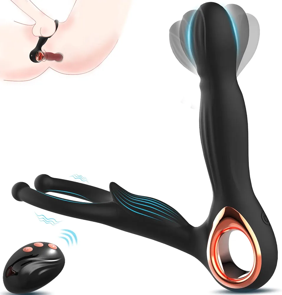 Prostate Massager Men Anal Vibrator, Adult Sex Toys with Cock Ring Anal Plug for Women Couples Play, Thrusting Vibrators Sex Toy with 10 Vibrating Modes for G Spot Stimulation