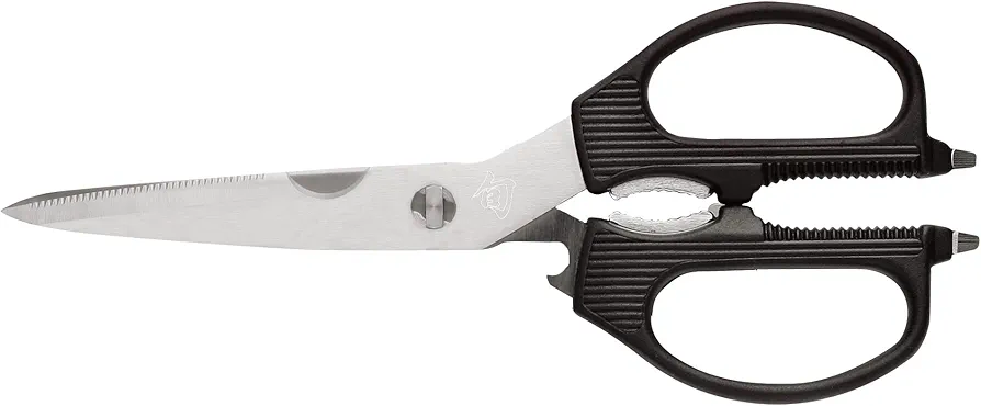 Shun Multi Purpose Shears, Stainless Steel Kitchen Scissors, DM7300, Black, 3.5 Inch Blade