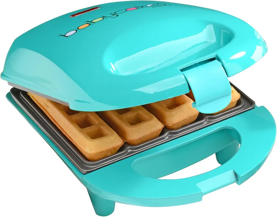 Babycakes Mini Waffle Stick Maker by Select Brands - Mini Waffle Stick Maker for Breakfast - Features Non-Stick Coating & Non-Skid Feet - Mini Waffle Stick Iron for Kitchen Appliances - 4 Waffles