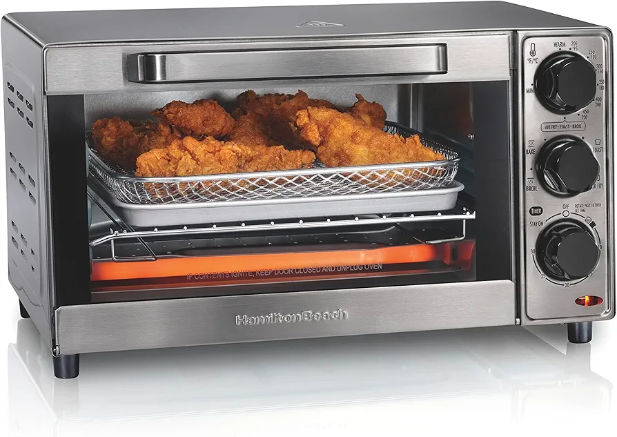 Hamilton Beach Sure-Crisp Toaster Oven Air Fryer Combo, Fits 9” Pizza, 4 Slice Capacity, Powerful Circulation, Auto Shutoff, Stainless Steel (31403)