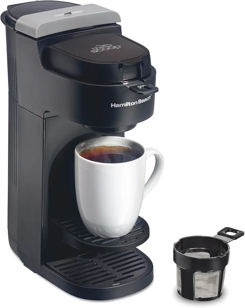 Hamilton Beach The Scoop Single Serve Coffee Maker & Fast Grounds Brewer for 8-14oz. Cups, Brews in Minutes, Black (47620), Next Gen