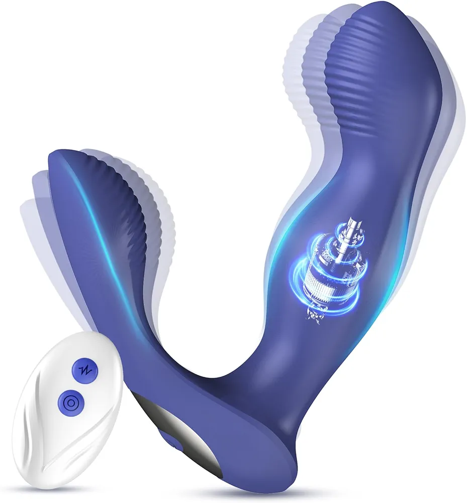 Anal Sex Toy Prostate Massager Vibrator with Remote Control, Adult Sex Toys and Games, Butterfly Vibrators for Perineum & Prostate Massage, Rotating & Vibrating Butt Plug Anal Dildo Male Prostate Toy