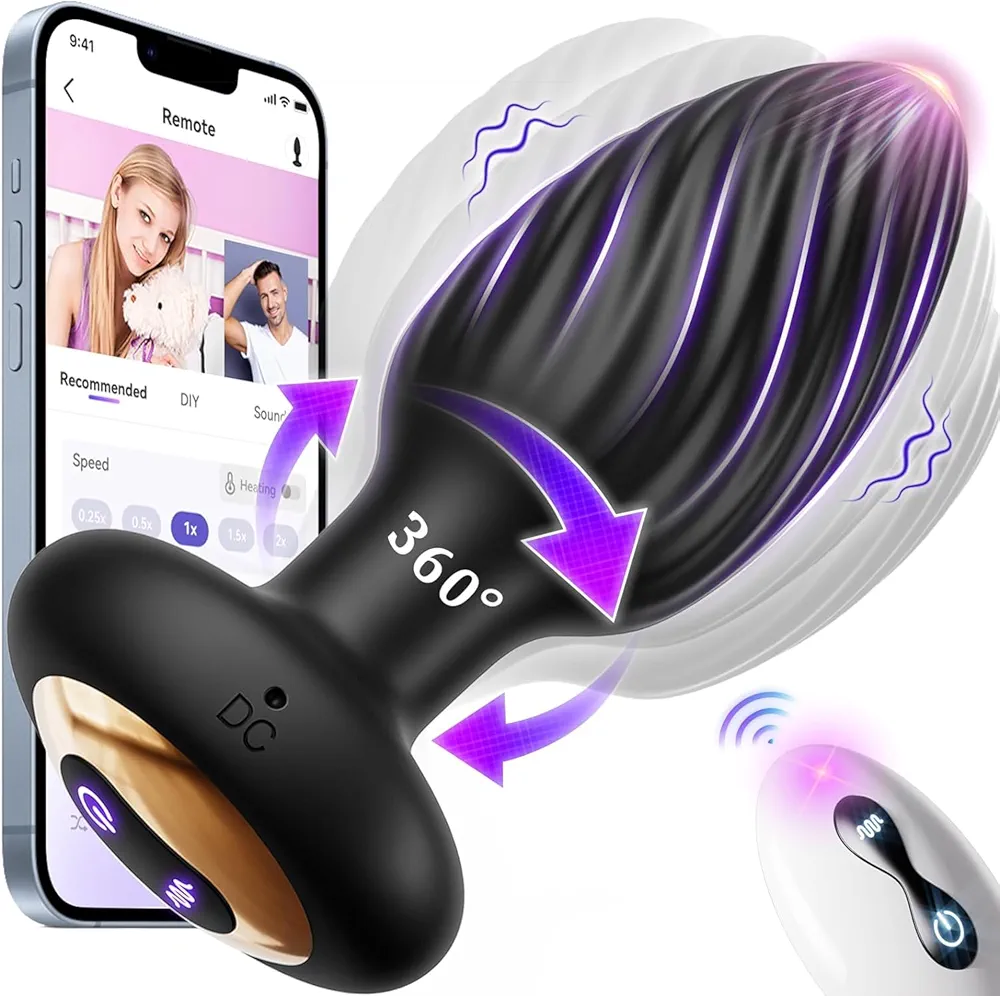 360° Rotation Adult Sex Toys for Men Prostate Massager - Swirl Surround Stimulate Prostate Point APP Remote Control, Adult Toys Anal Plug Vibrating Butt Plug with 9 Vibrating, Anal Toys Vibrator Mens