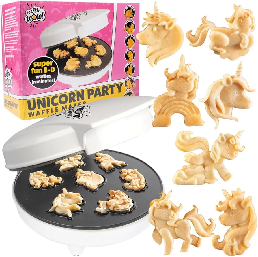 CucinaPro Unicorn Mini Waffle Maker- Creates 7 Different Unicorn Animal Shaped Waffle in Minutes- A Fun & Cool Magical Holiday Breakfast for Kids & Adults - Electric Non-Stick Waffler Iron, Xmas Gift