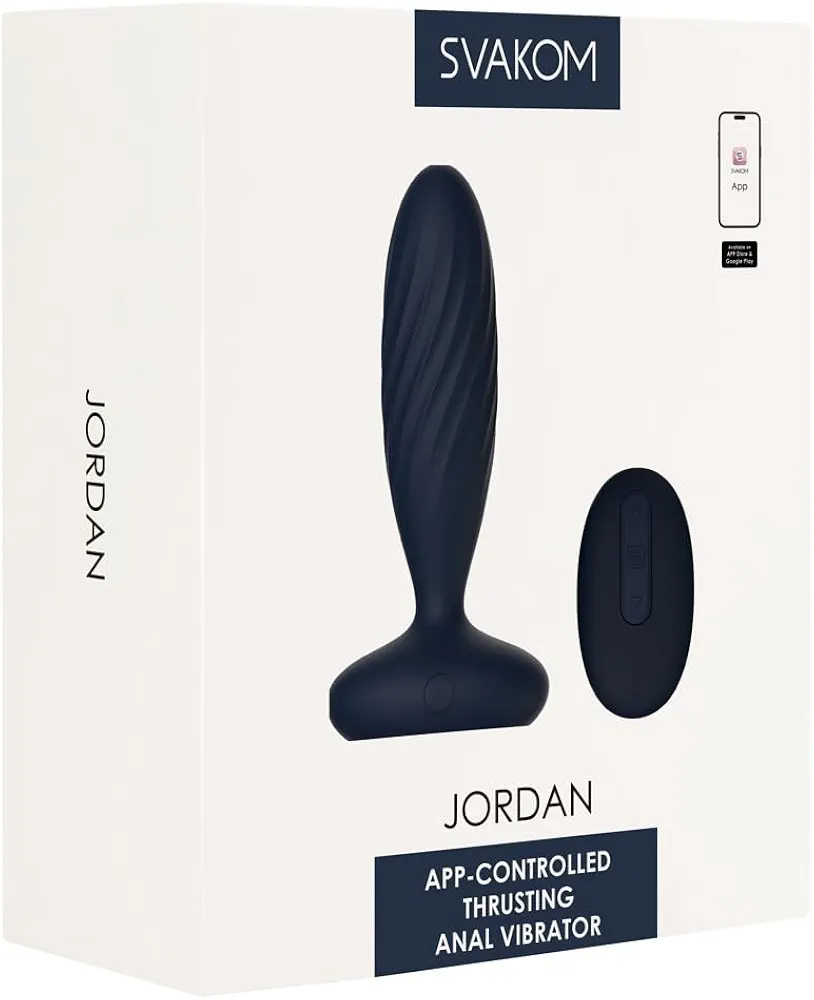 SVAKOM Jordan App-Controlled Rechargeable Silicone Thrusting Anal Prostate Vibrator - Navy Blue