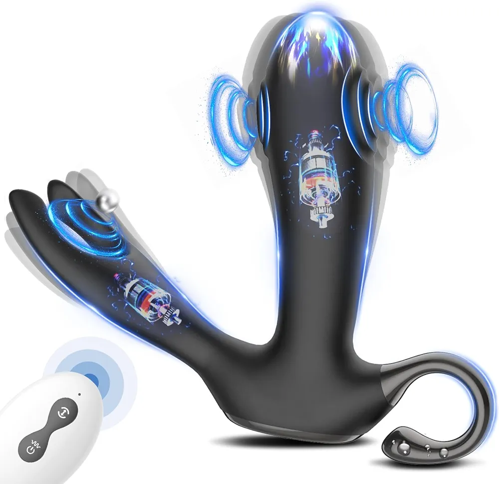 Prostate Massager Anal Vibrator, YOLOSEKS Anal Sex Toys with 10 Thump Tapping & Vibration Modes, Remote Controlled Anal Plug Adult Sex Toys for Men, Women and Couples, Vibrating Butt Plug Adult Toys