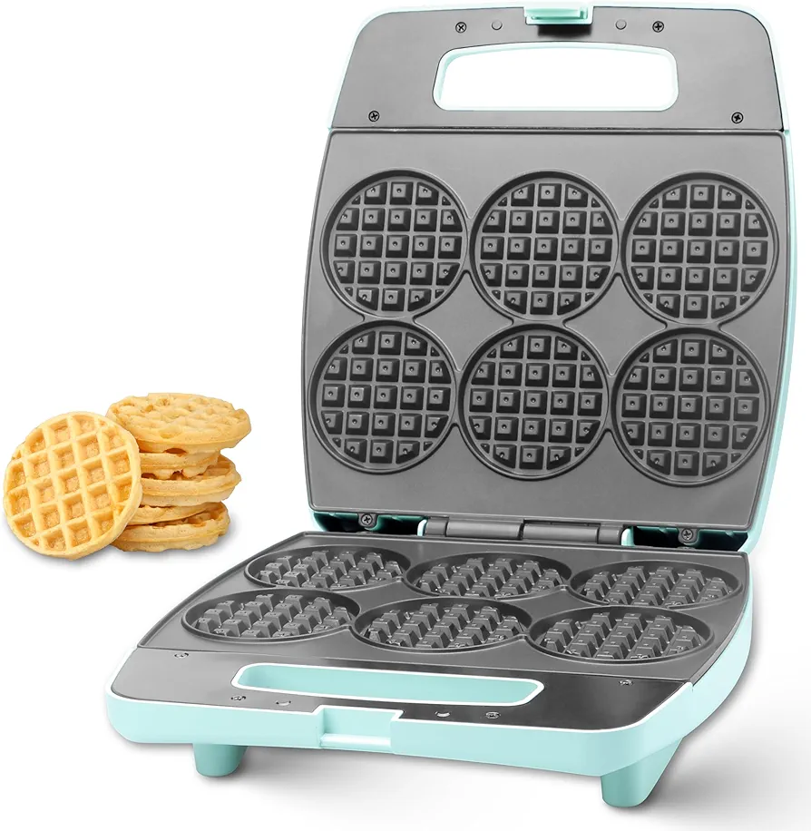 Baker's Friend Multi Mini Waffle Maker Machine, Bake 6 x 3 Inch Small Waffles, Perfect for Families and Individuals Use, Excellent Choice for Breakfast Brunch Parties & Events