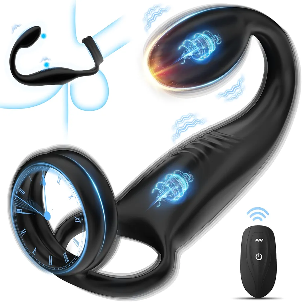 Vibrating Cock Rings Anal Vibrator - Mens Anal Sex Toy Prostate Massager Vibrator with 10 Modes, Remote Control Vibrating Butt Plug Penis Scrotum Stimulator, Male Vibrator Couple Anus Anal Toy