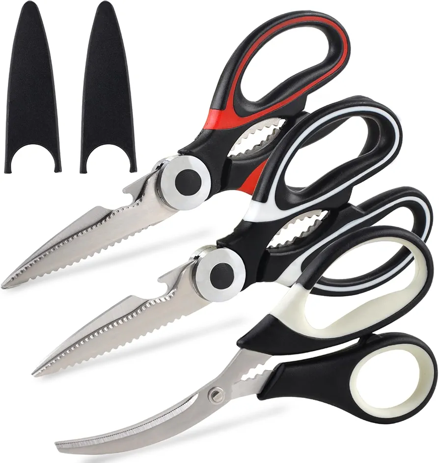 PECULA Kitchen Scissors, 3 kitchen Shears, kitchen scissors for food for Cutting Meat, Food, Fish, and Poultry Etc, Multiple Uses